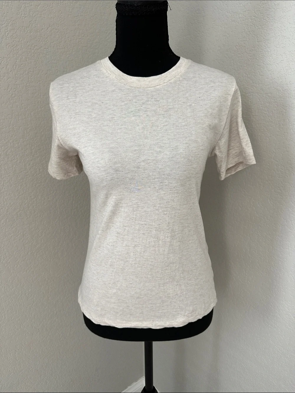dip Neutral Short Sleeve Crewneck Tee in Oatmeal Heather